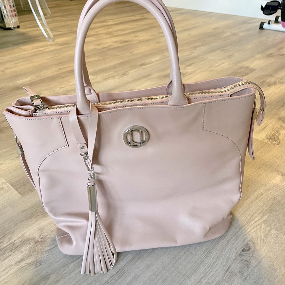 Laurel Purse - Large Tote Bag - Blush Pink and Purple Interior